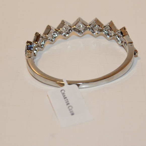 Stunning baguette Crystal Cluster bangle bracelet Silver-Tone NWT in Gift Box - Picture 7 of 9